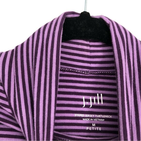 J. JILL Striped Jersey Turtleneck Top Purple Size Petite Medium - Picture 3 of 5